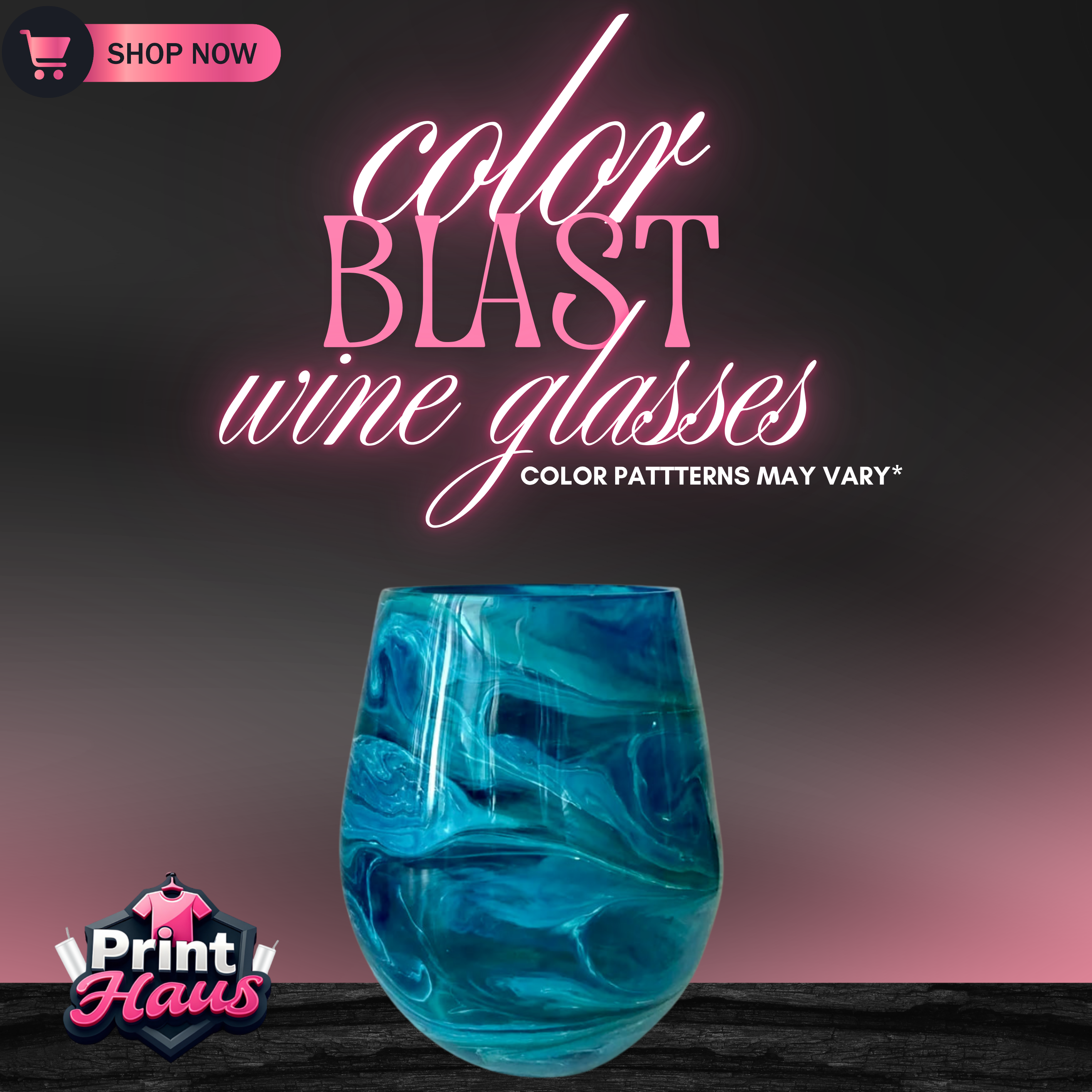Color Blast Stemless Wine Glass Set (2)