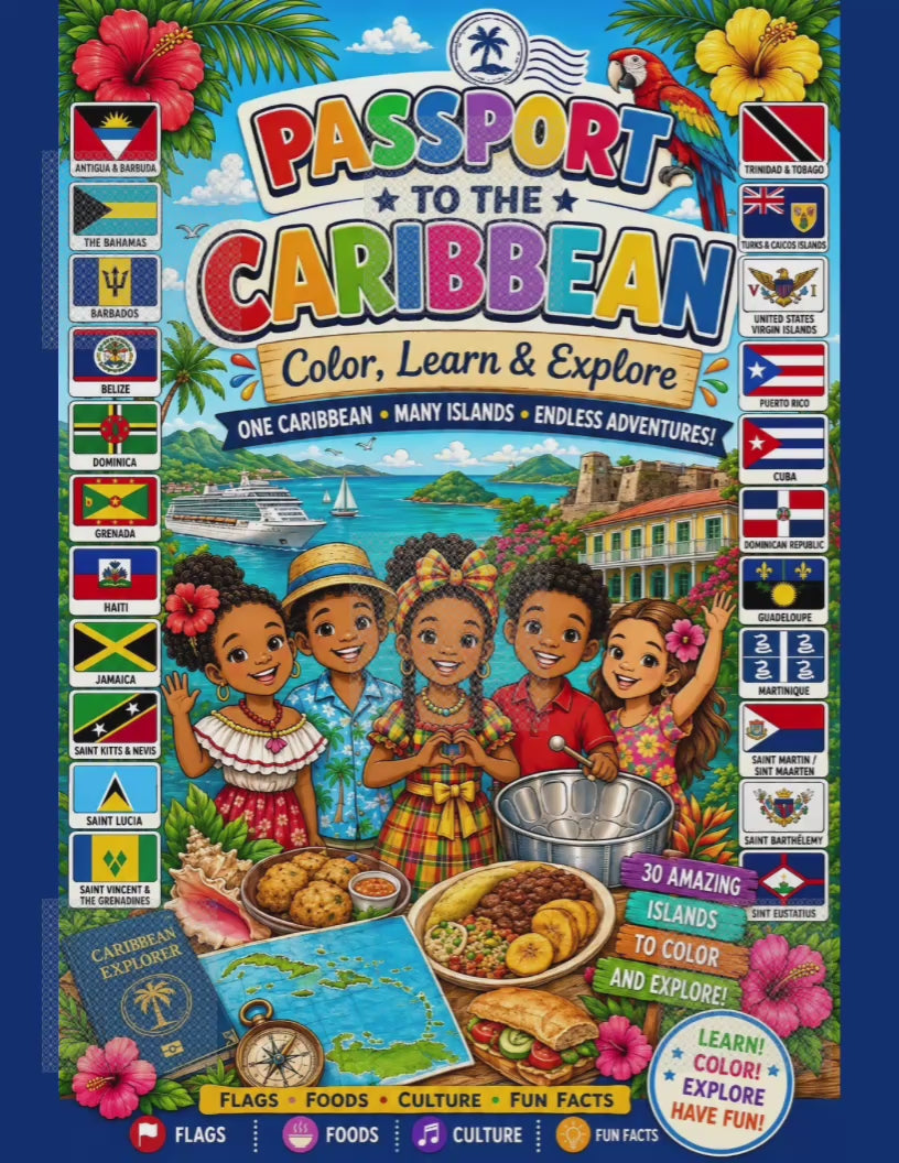 Passport to the Caribbean Digital Coloring Book